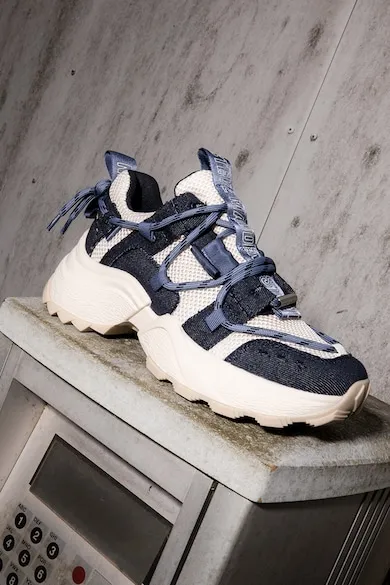 Pantofi sport masivi cu garnituri de plasa Tazmania - Alb/Albastru inchis