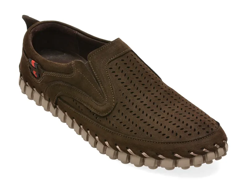 Pantofi maro, 7117908, din nabuc