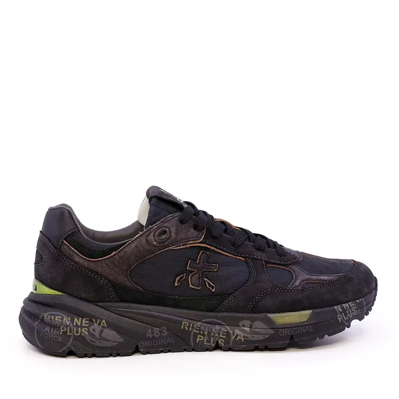 Sneakers bărbați Premiata Mase negri din piele și textil 1692BP8424N