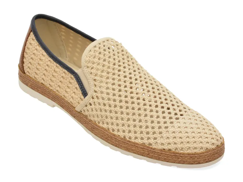 Pantofi bej, KIANOU 271, din material textil