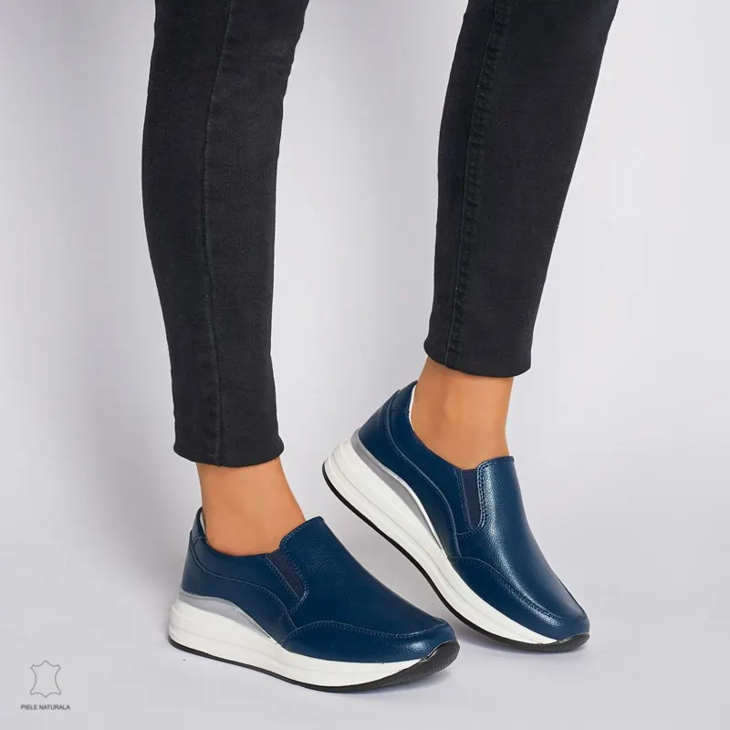 Pantofi Casual dama din Piele naturala CU INCHIDERE SLIP-ON CRL1235 NAVY