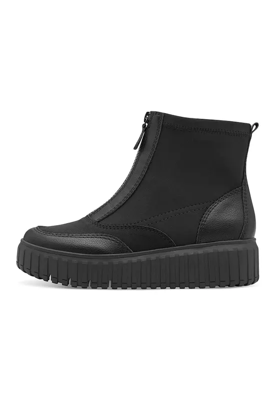 Ghete de piele cu garnituri din material textil - Negru