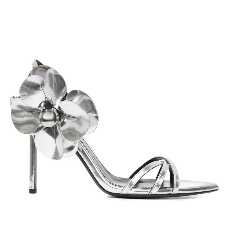 Sandale Selene Piele Naturala, Argintiu-Oglinda - Premium Collection