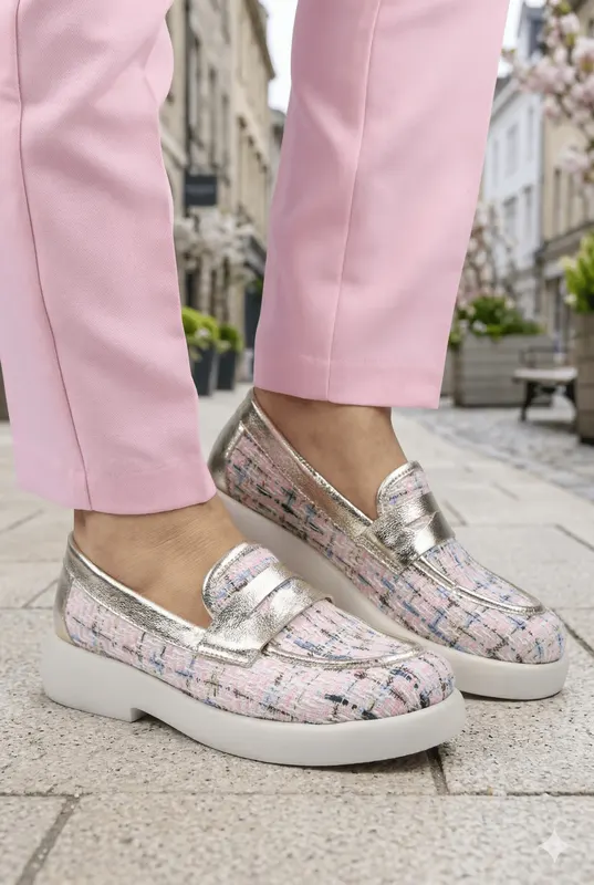 Pantofi Casual Premium din Piele si Ketten - ODE PINK