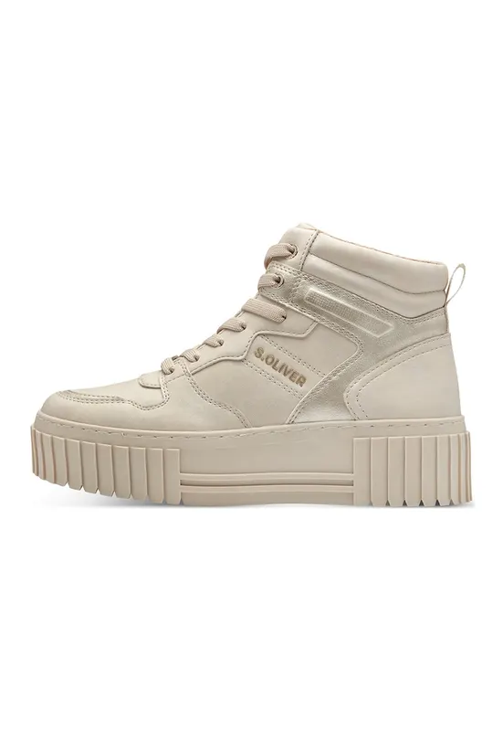Pantofi sport flatform din piele ecologica - Crem