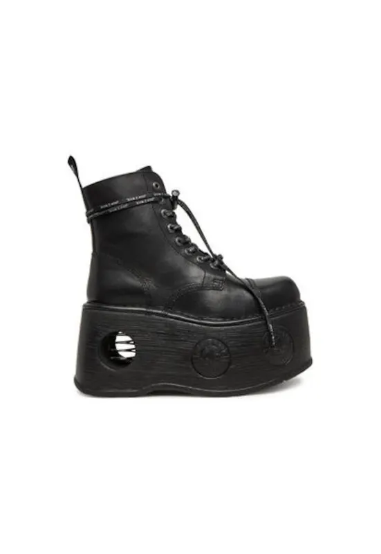 Botine dama M-MILI083CCT-C18 - Piele naturala - Negru - Negru