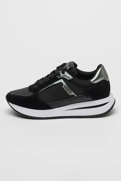 Pantofi sport din material textil cu garnituri din piele intoarsa - Negru