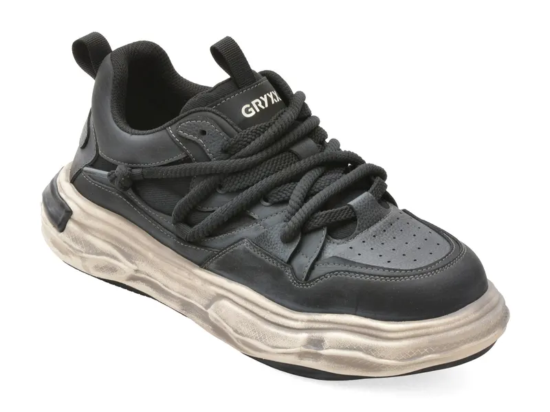 Pantofi sport negri, 1288, din piele naturala