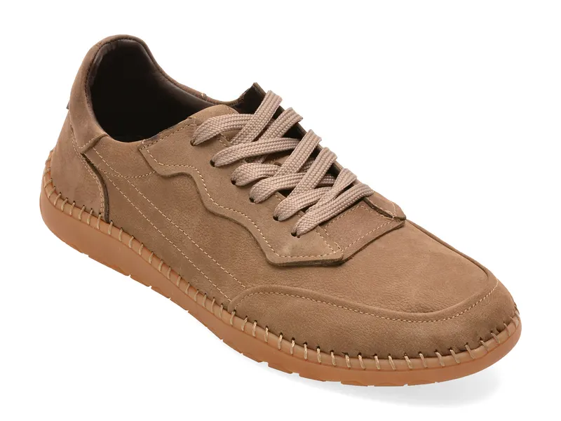 Pantofi maro, 74034, din nabuc