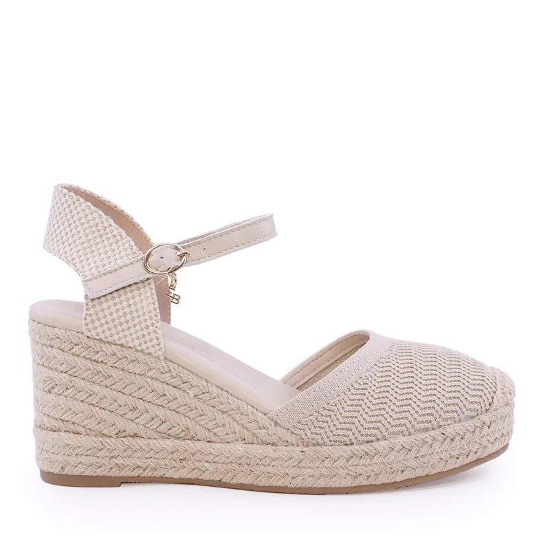 Sandale cu platformă femei Enzo Bertini bej din material textil 2449DD94421BE