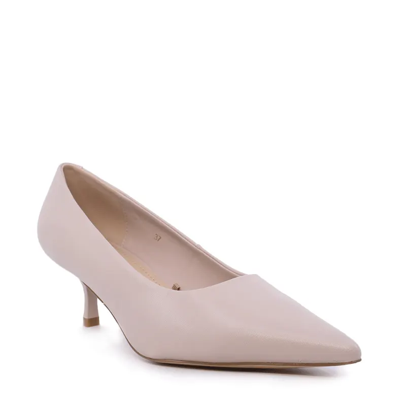Pantofi stiletto cu toc mic femei Luca di Gioia bej din piele 1261DP9491BE — imaginea 2