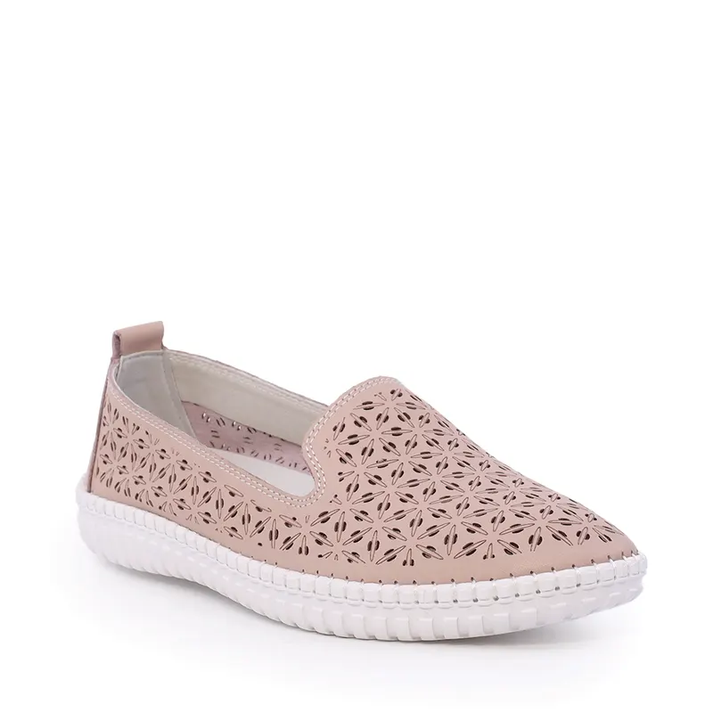 Pantofi cu perforații femei taupe din piele 1311DPF8100TA — imaginea 2
