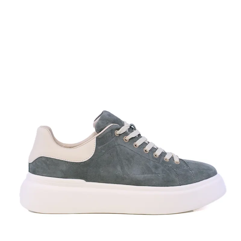 Sneakers ușori bărbați verzi din piele întoarsă 1921BP0079VV