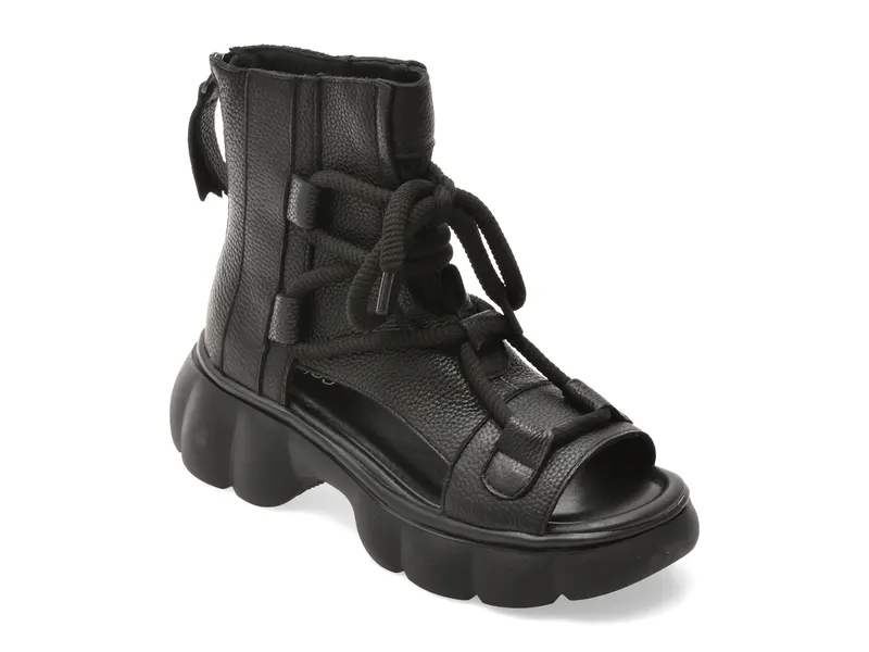 Ghete PASS COLLECTION negre, LY60005, din piele naturala