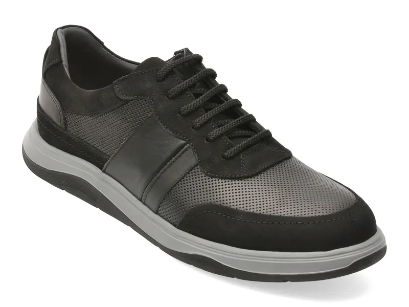 Pantofi sport negri, 60742, din piele naturala