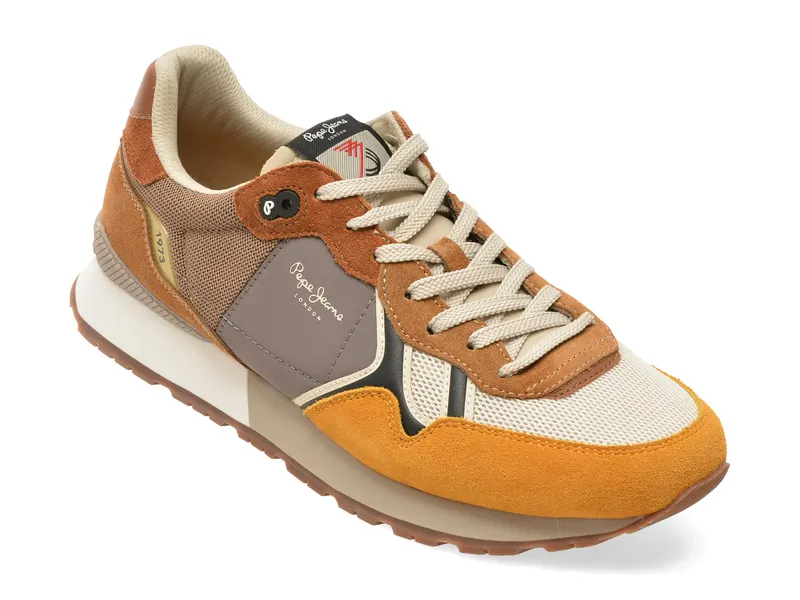 Pantofi sport PEPE JEANS galbeni, MS40027, din material textil si piele naturala