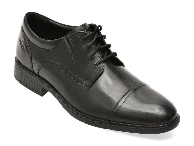 Pantofi eleganti CLARKS negri, STEADWELL CAP, din piele naturala