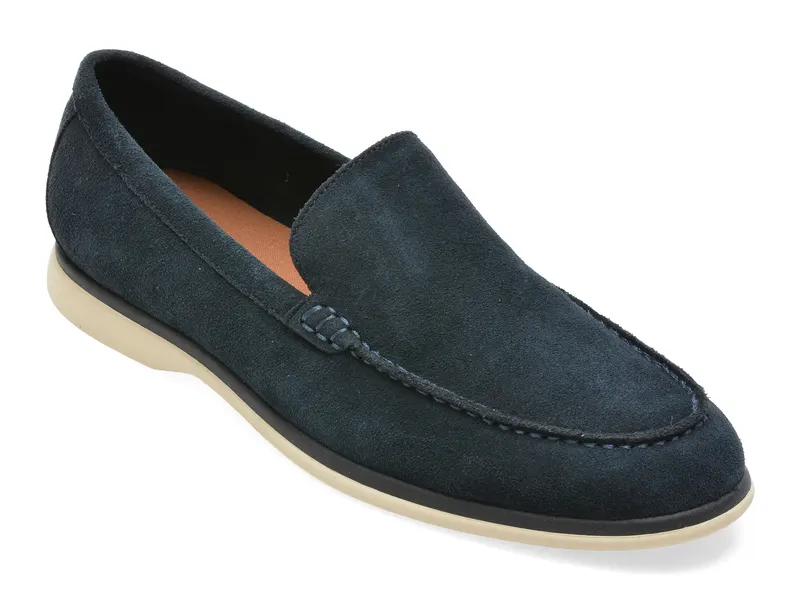 Mocasini eleganti bleumarin, MARINER 410, din piele intoarsa