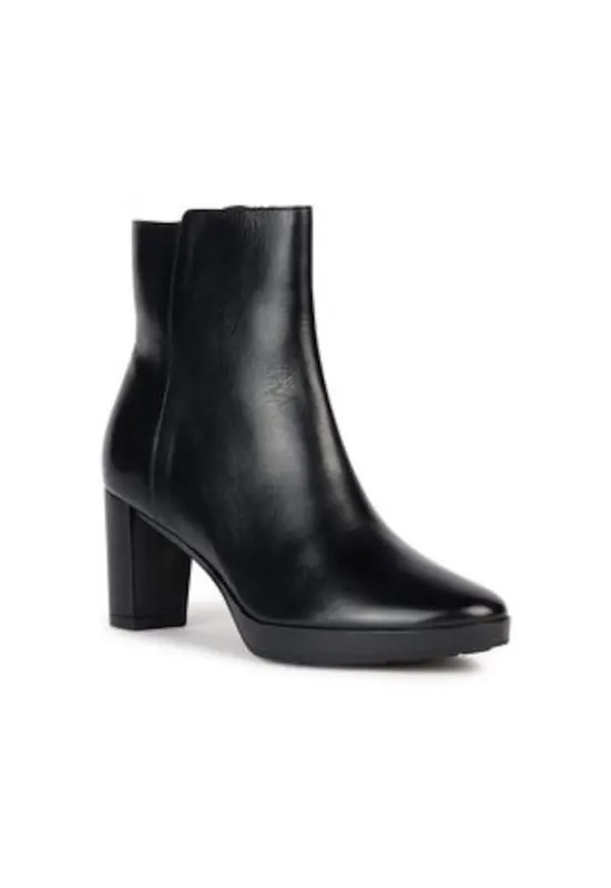 Botine dama pana la glezna - 302594894 - piele naturala - negru -
