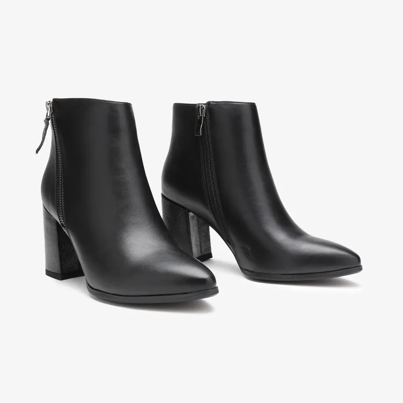 Botine dama din Piele Ecologica Elegante CRL0654 NEGRU