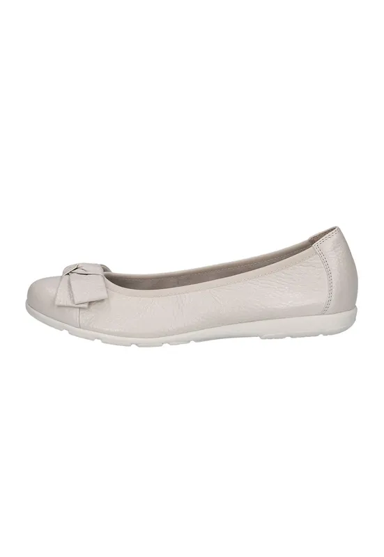 Balerini de piele cu funda - Maro taupe deschis