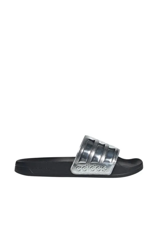 Slapi sport barbati - Adilette Shower - negru/argintiu - sintetic -
