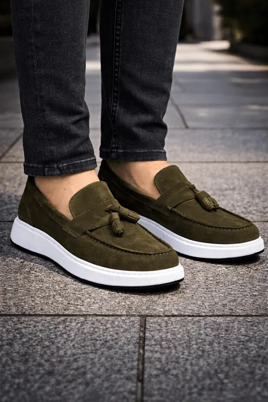 Pantofi gen Mocasini din Piele Intoarsa Verde - RON GREEN