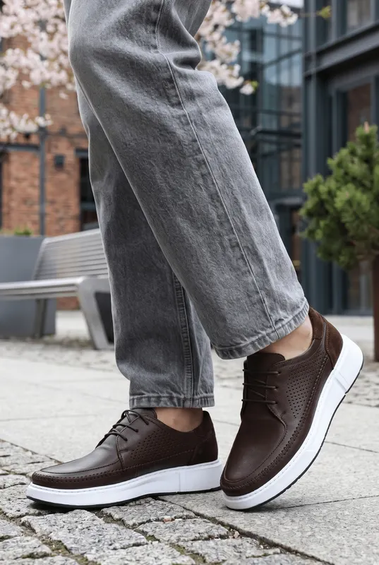 Pantofi Casual din Piele Maro cu Siret - EDE BROWN