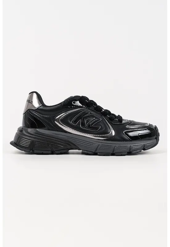 Pantofi sport din piele cu logo - Negru/Argintiu