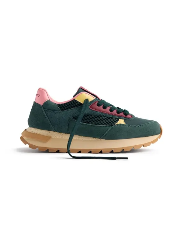 Pantofi sport wedge cu model colorblock - Verde