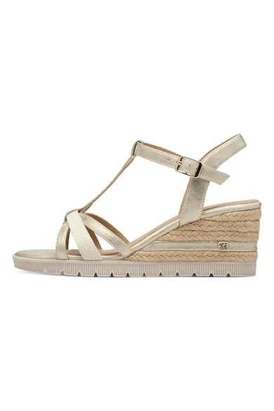Sandale wedge - Auriu/Alb murdar