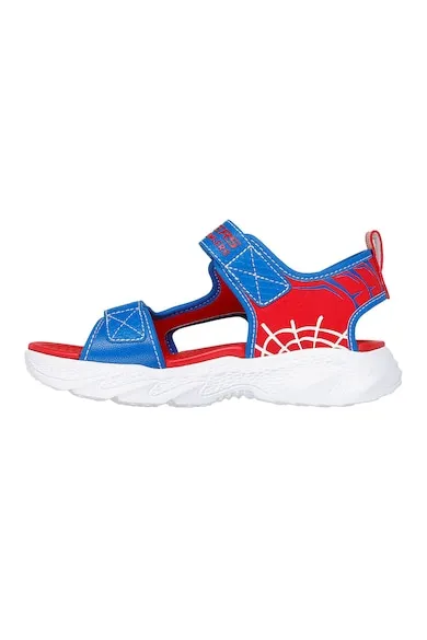 Sandale flatform cu velcro - Rosu/Albastru