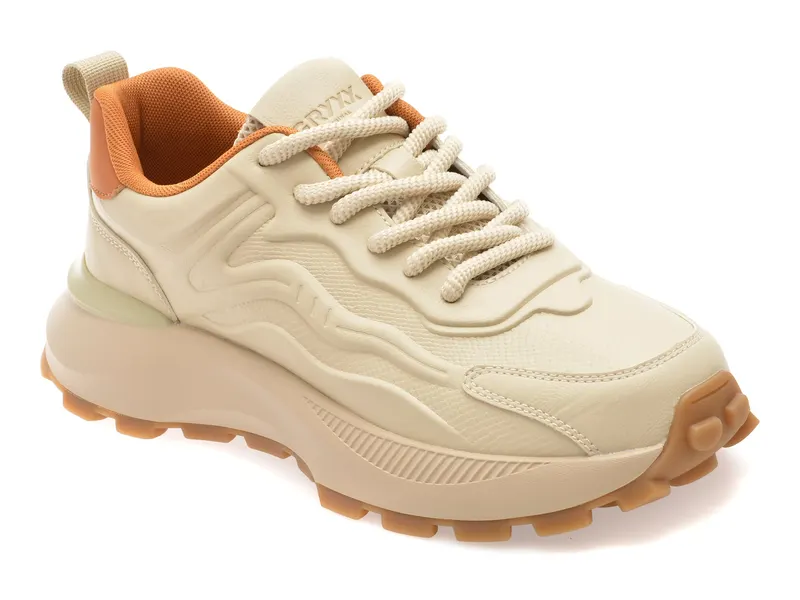 Pantofi sport bej, 251220, din piele ecologica