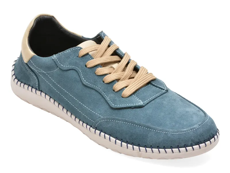 Pantofi sport albastri, 74034, din piele intoarsa