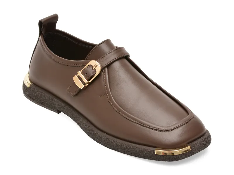 Pantofi maro, 022Y710, din piele naturala
