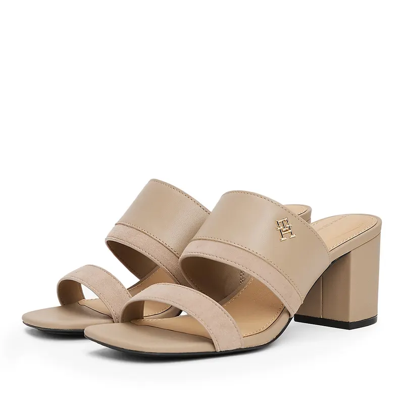 Saboți cu toc femei Tommy Hilfiger taupe din piele 3419DST8530TA — imaginea 2