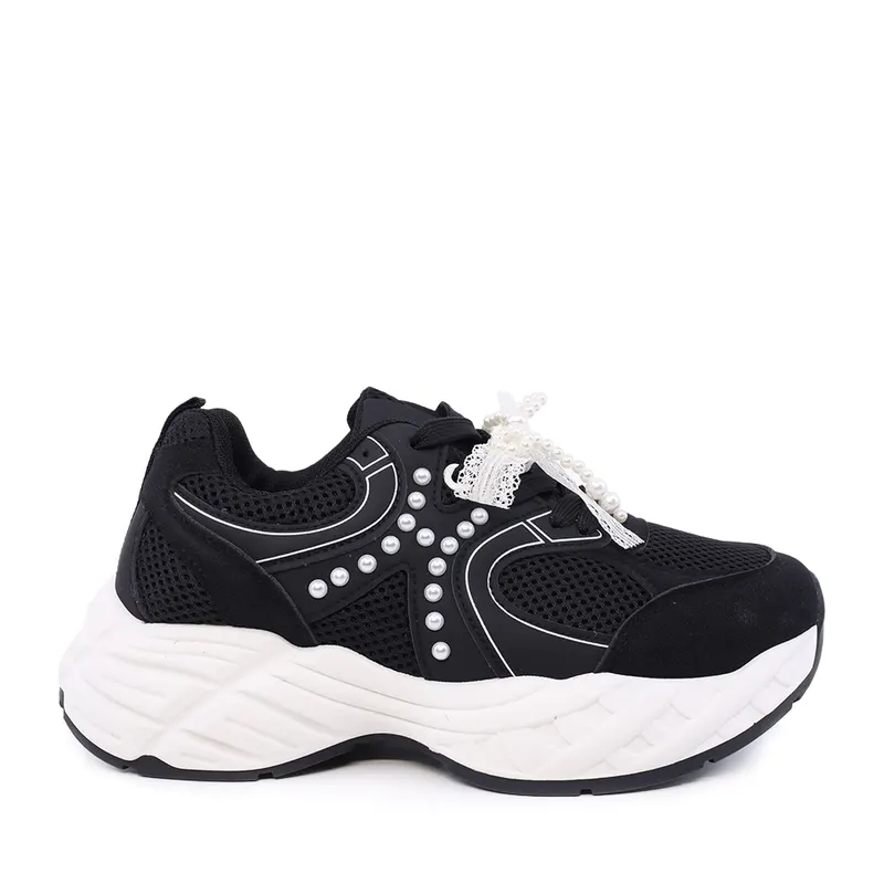 Sneakers femei negri cu accesorii decorative 1411DP0501VN