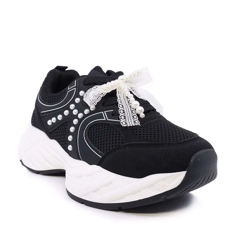 Sneakers femei negri cu accesorii decorative 1411DP0501VN — imaginea 2