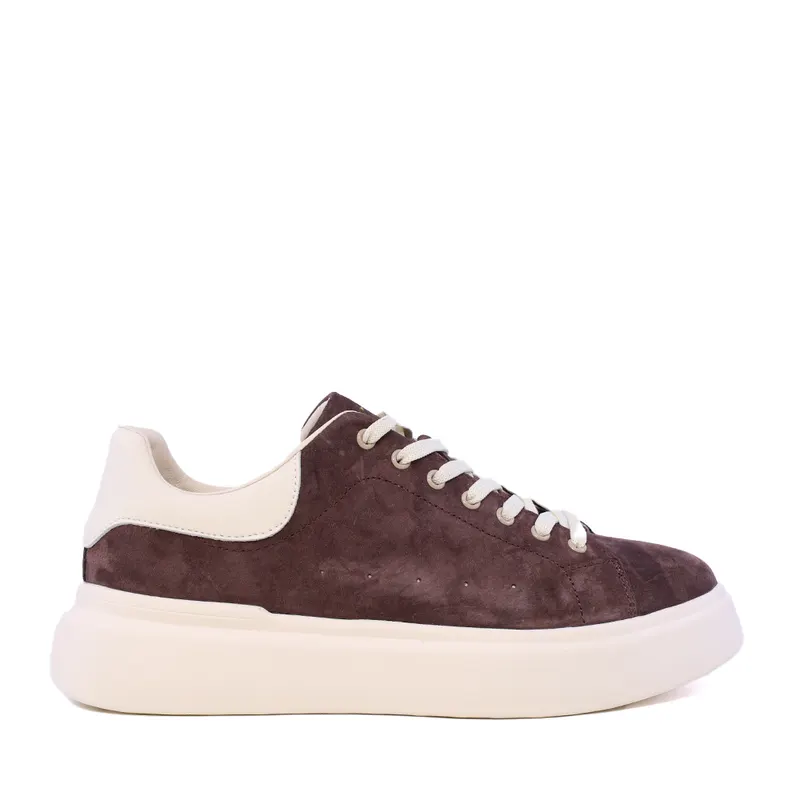 Sneakers ușori bărbați maro din piele întoarsă 1921BP0079VM
