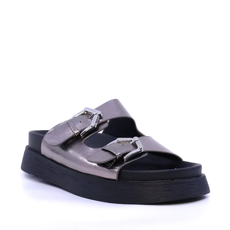 Saboți cu catarame metalice femei Solo Donna gri metalizat 2741DST7577CF — imaginea 2