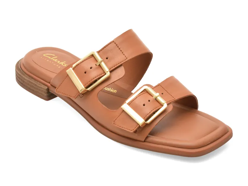 Papuci CLARKS maro, ARIANY BAY, din piele naturala