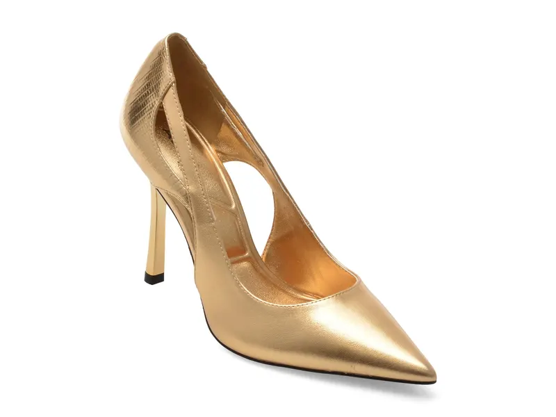 Pantofi eleganti aurii, DELUNA 710, din piele ecologica