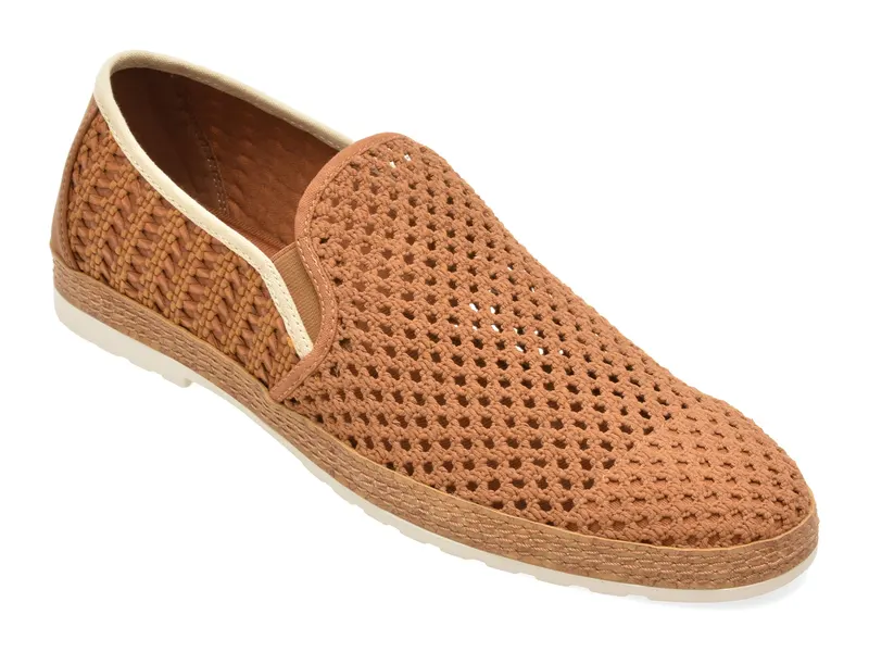 Pantofi maro, KIANOU 220, din material textil