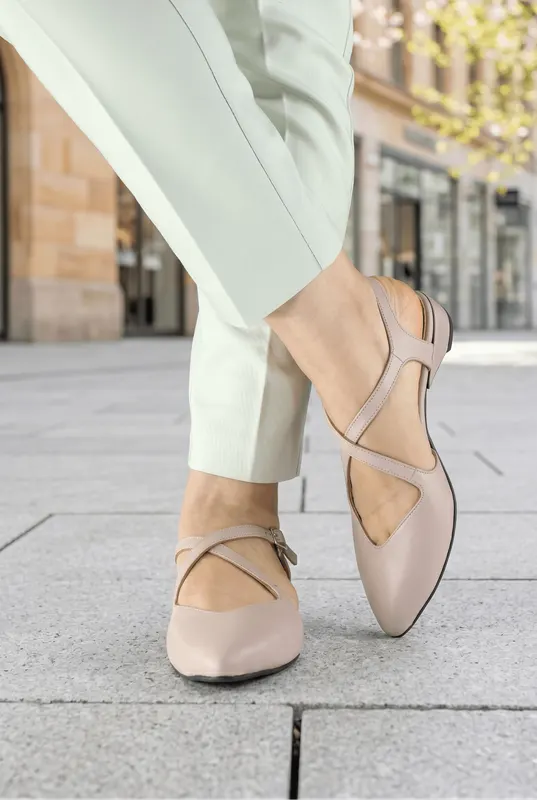 Pantofi Eleganti Toc Mic cu Decupaj din Piele Gri - ELYM GREY