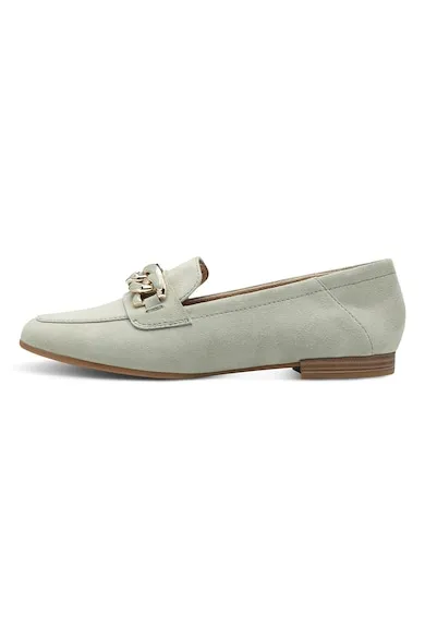 Pantofi loafer de piele cu detalii din lant - Verde pal
