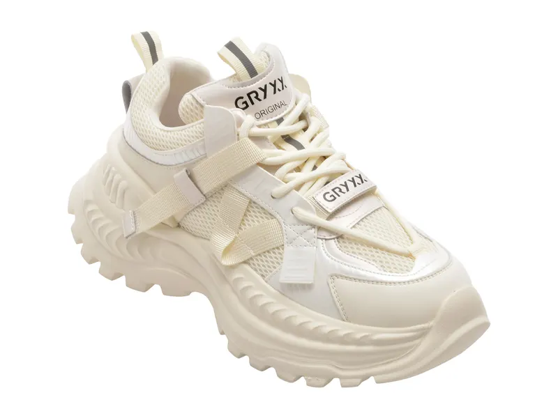 Pantofi sport albi, 5960, din material textil