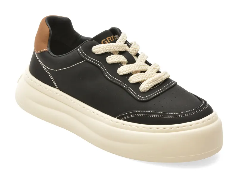 Pantofi sport negri, 2028, din piele naturala