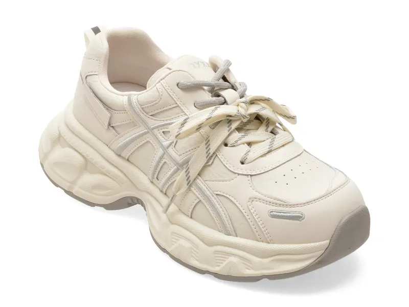 Pantofi sport albi, Q3678, din piele naturala