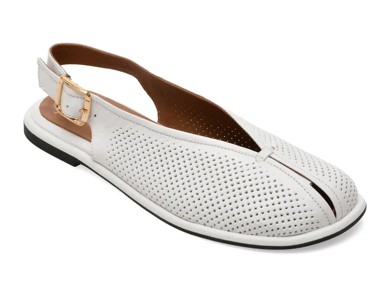 Pantofi albi, 2184054, din piele naturala