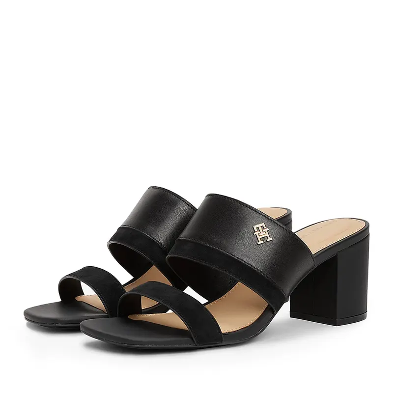 Saboți cu toc femei Tommy Hilfiger negri din piele 3419DST8530N — imaginea 2